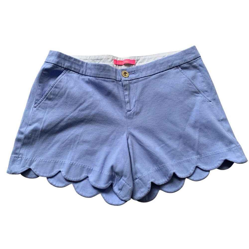 Lilly Pulitzer Buttercup Scallop light Blue textured Shorts sz 10